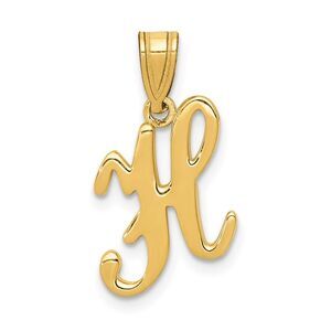 14k Yellow Gold, Mimi Collection, Small Script Initial H Pendant